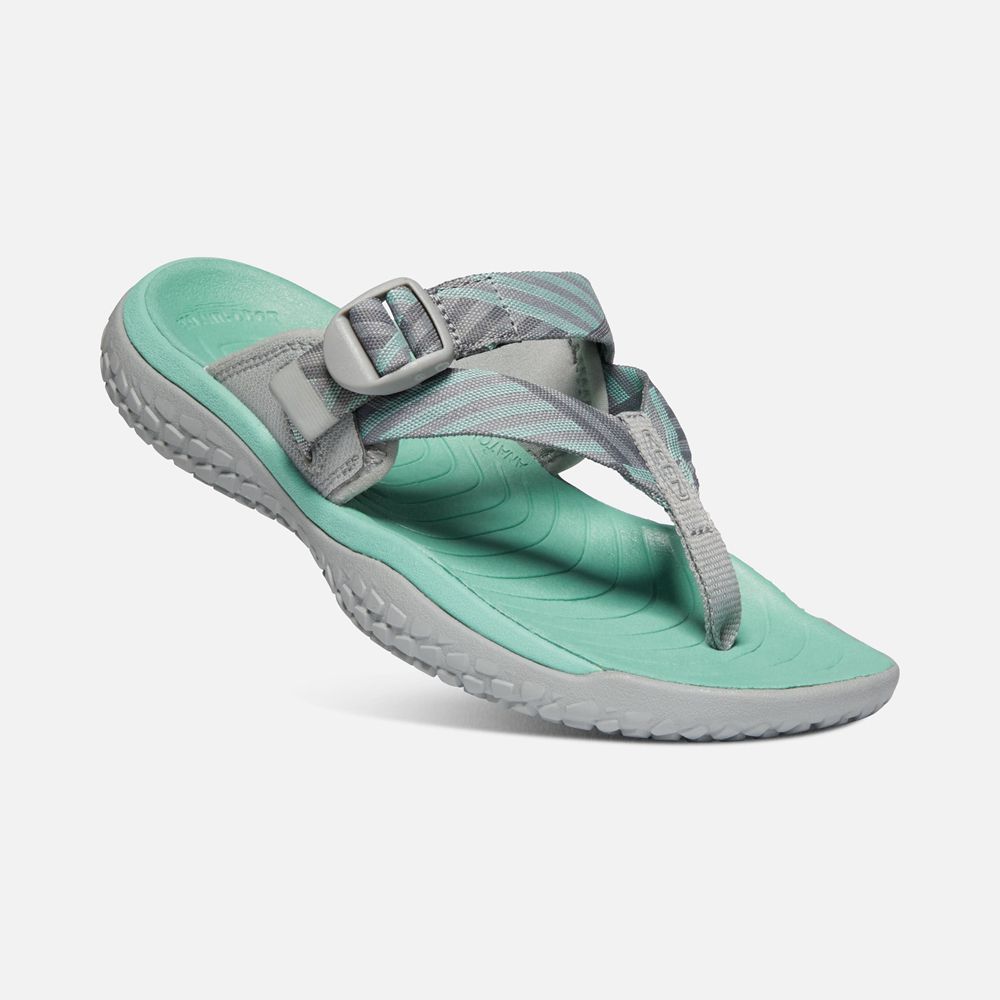 Keen Parmak Arası Terlik Kadın Gri/Yeşil - Solr Toe Post Sandal - Türkiye JZAV96048